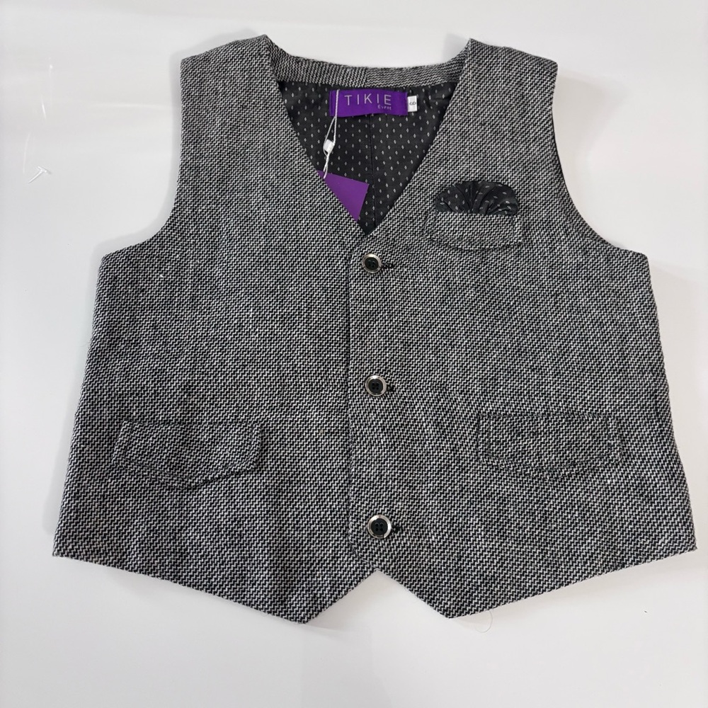 Tikie Event Boy’s Tweed Suit Vest Size 6 NWT